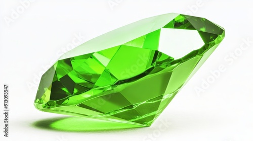 Vibrant Side Profile of Polished Peridot Gemstone - Natural and Beautiful Green Crystal Shine