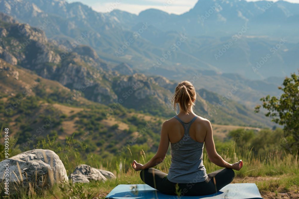 Peaceful Yoga Session in Nature with Mountain Views Peaceful Yoga Session in Nature with Mountain Views
