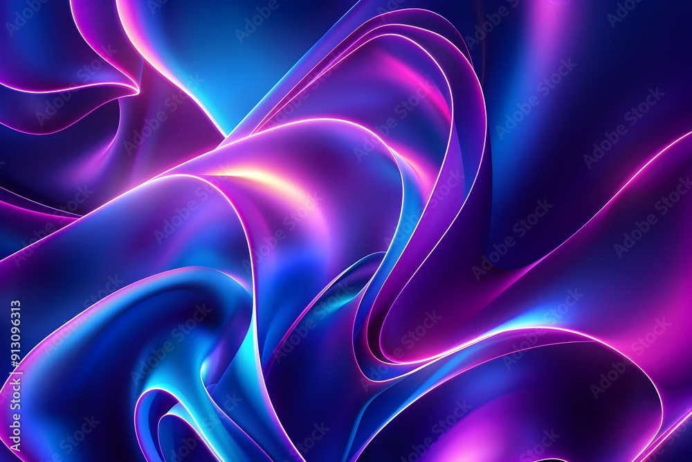 abstract background with neon blue and purple shapes, glowing lines ...