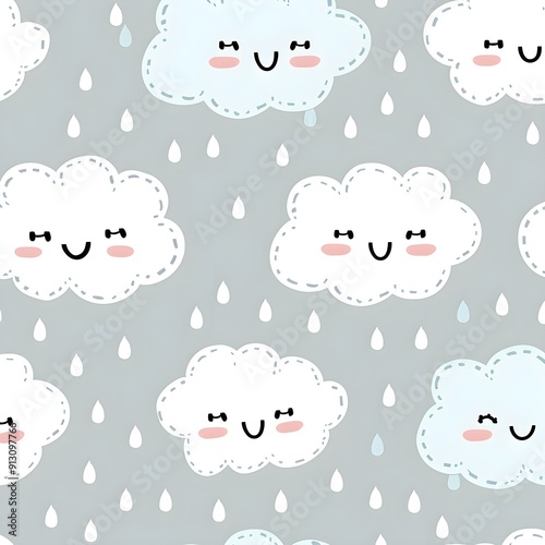 Wallpaper Mural Cute Cartoon Cloud Rain Seamless Pattern Torontodigital.ca