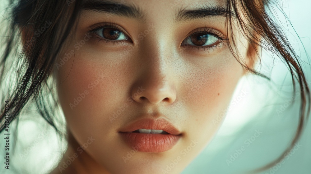 A woman with a beautiful face and a nice smile A woman with a beautiful face and a nice smile