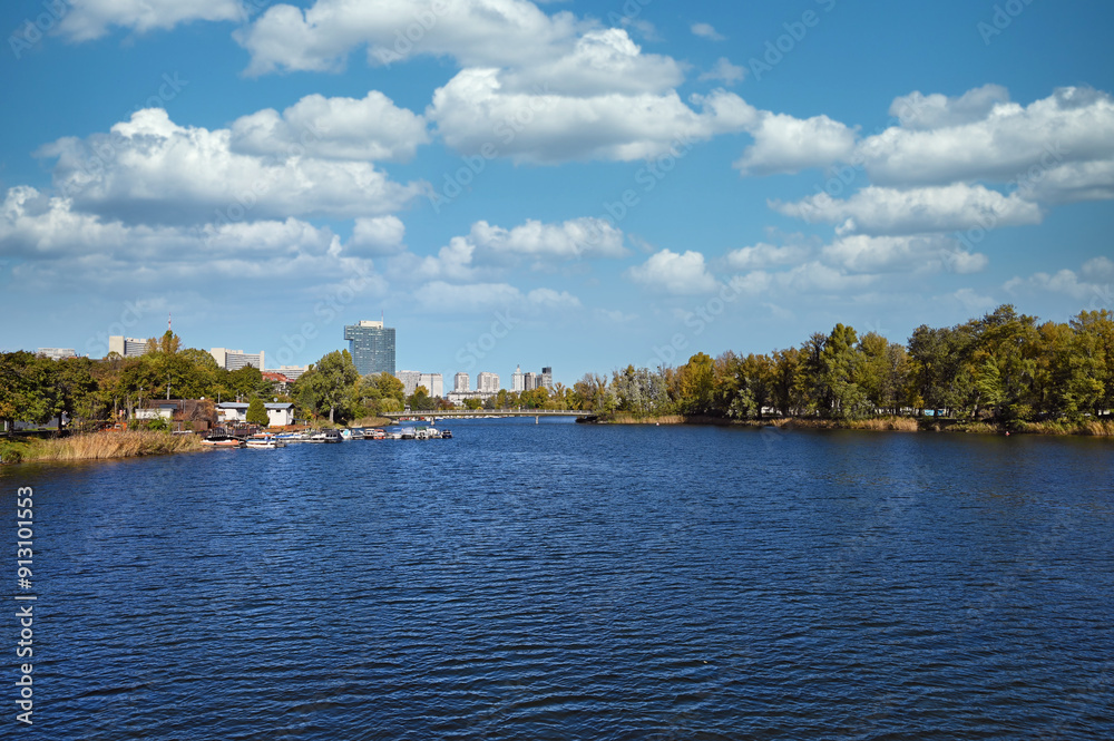 Skyline of Vienna and Donau river,riverside, autumn season Skyline of Vienna and Donau river,riverside, autumn season