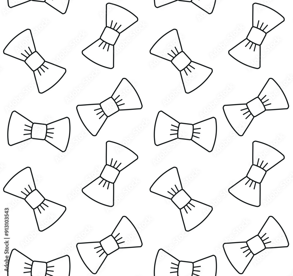 Vector seamless pattern of flat outline bowtie isolated on white background Vector seamless pattern of flat outline bowtie isolated on white background