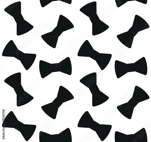 Vector seamless pattern of flat bowtie silhouette isolated on white background