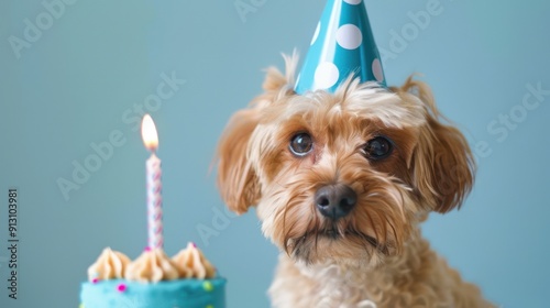 The puppy in party hat photo