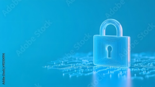 Digital padlock on a blue background symbolizing cybersecurity, data protection, and secure technology solutions.