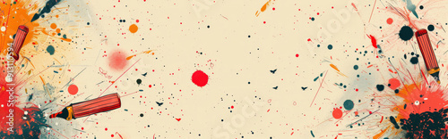 stylized representation of firecrackers, using linear elements and minimal colors, to capture the excitement and celebration of Chinese New Year photo