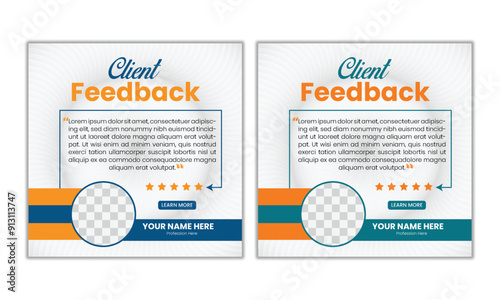  Client testimonial design. Client feedback or client testimonial banner design. testimonial social media post design  Modern and vector