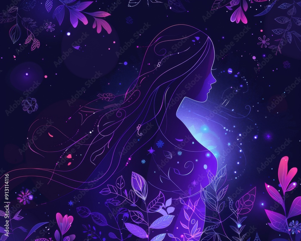 A long-haired woman stands gracefully in a field of vibrant flowers, basking in the beauty of nature surrounding her. A long-haired woman stands gracefully in a field of vibrant flowers, basking in the beauty of nature surrounding her.