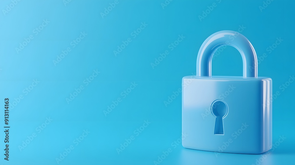 Light blue padlock on a blue background symbolizing security, protection, and privacy. Minimalist design ideal for security-themed concepts. Light blue padlock on a blue background symbolizing security, protection, and privacy. Minimalist design ideal for security-themed concepts.
