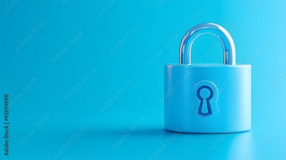 Minimalist image of a blue padlock on a matching blue background symbolizing security, privacy, and protection. Minimalist image of a blue padlock on a matching blue background symbolizing security, privacy, and protection.
