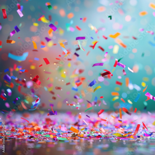 Colorful Confetti Falling on a Glittery Surface