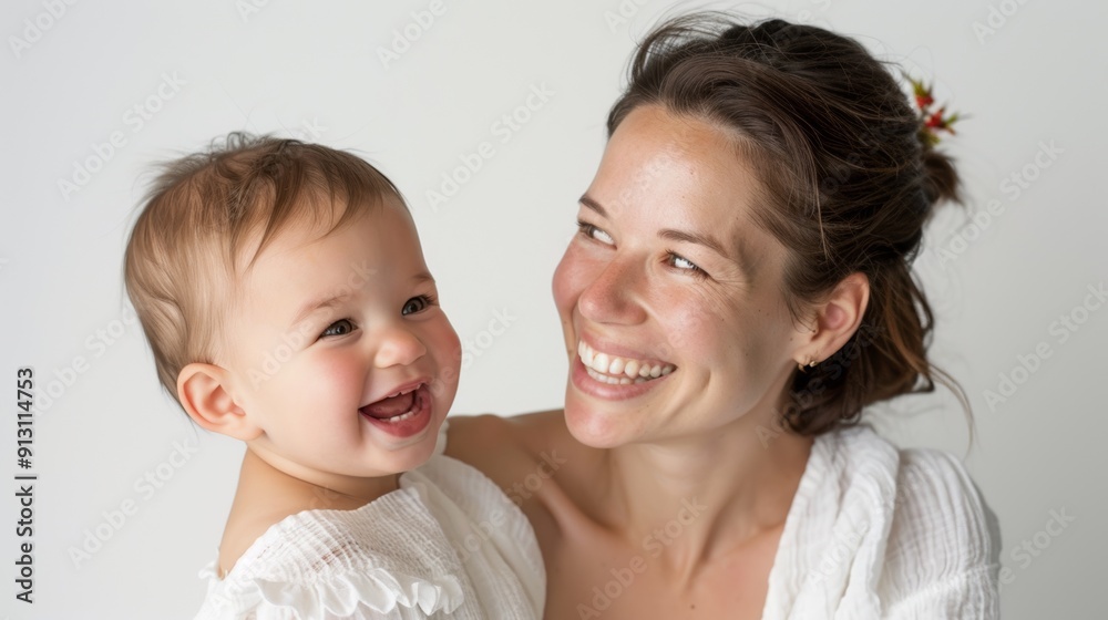 Tender interaction between a mother and her cheerful baby, highlighting their strong bond. Tender interaction between a mother and her cheerful baby, highlighting their strong bond.