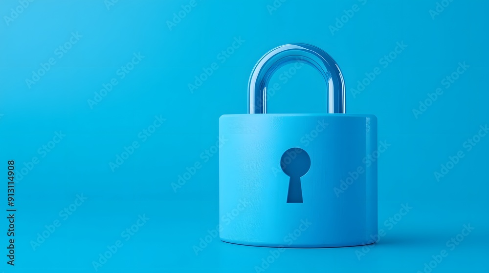 Minimalistic blue padlock on a blue background, symbolizing security and protection. Ideal for security themes and data protection visuals. Minimalistic blue padlock on a blue background, symbolizing security and protection. Ideal for security themes and data protection visuals.