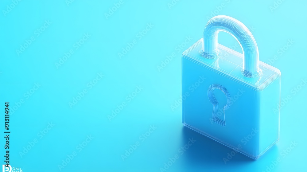 Minimalistic blue padlock on a light blue background symbolizing security and protection, ideal for cybersecurity themes. Minimalistic blue padlock on a light blue background symbolizing security and protection, ideal for cybersecurity themes.