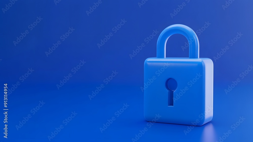 Minimalistic blue padlock on a plain background symbolizing security and privacy. Suitable for technology and safety themes. Minimalistic blue padlock on a plain background symbolizing security and privacy. Suitable for technology and safety themes.