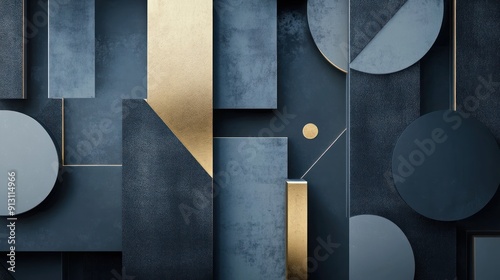 Geometric Shapes with Metallic Texture Wallpaper