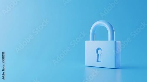 Minimalistic image of a blue padlock on a blue background, symbolizing security and privacy in a simple and modern design.