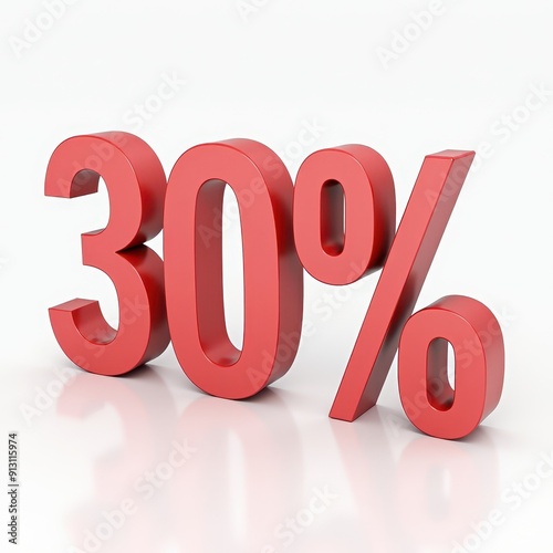 30 thirty percent off 3D text typography. Promotion, discount, offer concept banner design.