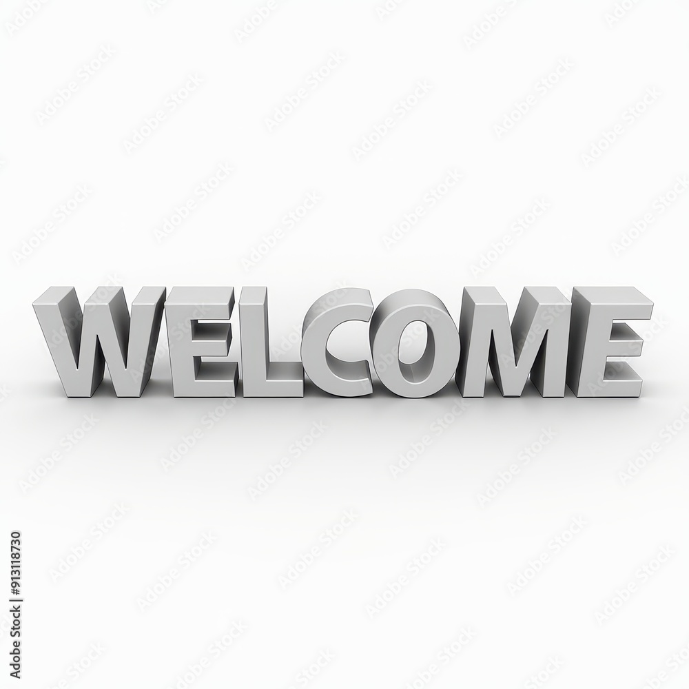 Welcome 3D word lettering, typography design web banner. Greeting message graphic element illustration. Welcome 3D word lettering, typography design web banner. Greeting message graphic element illustration.