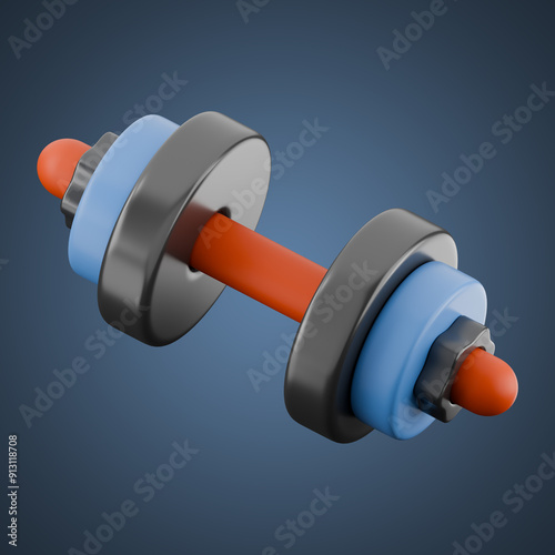 Premium fitness dumbell icon 3d rendering on isolated background