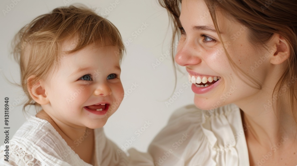 Heartfelt connection between a mother and her delighted baby, reflecting their mutual love. Heartfelt connection between a mother and her delighted baby, reflecting their mutual love.