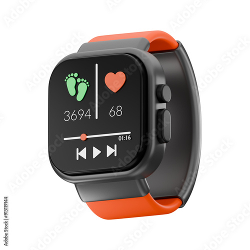Premium fitness sport watch icon 3d rendering on isolated background