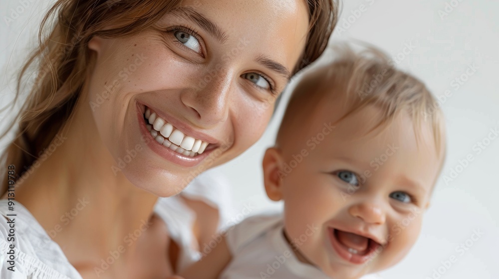 The deep bond of a mother and her smiling baby is beautifully reflected in a light-filled studio. The deep bond of a mother and her smiling baby is beautifully reflected in a light-filled studio.
