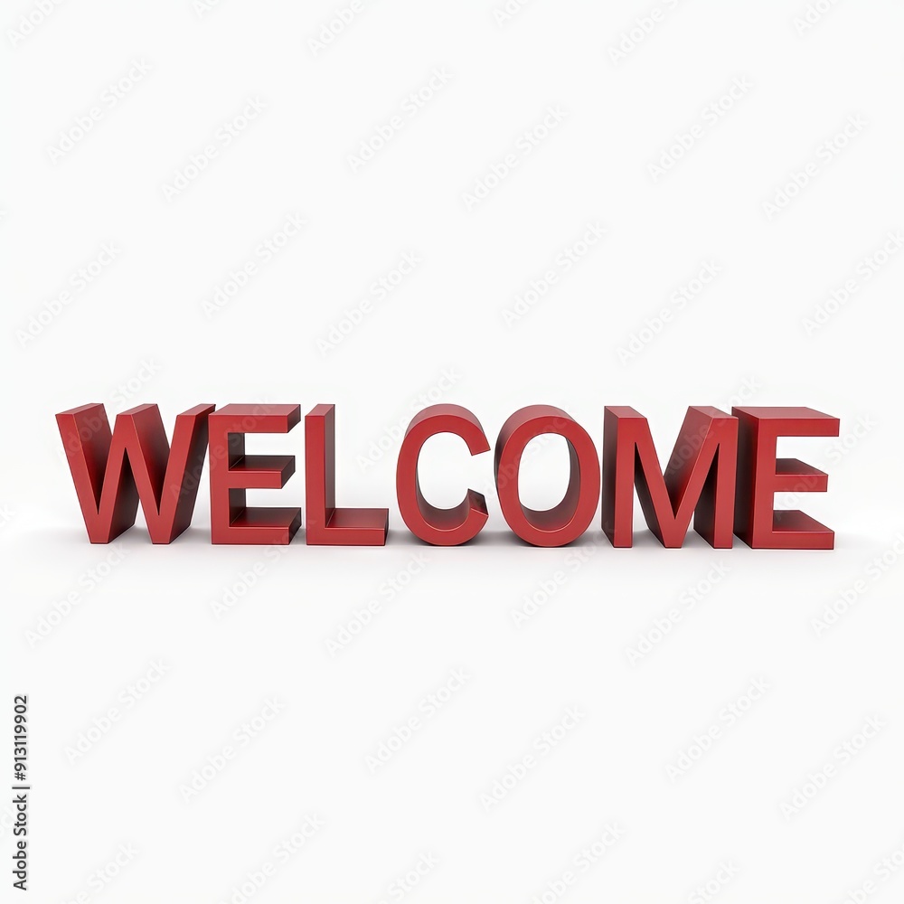 Welcome 3D word lettering, typography design web banner. Greeting message graphic element illustration. Welcome 3D word lettering, typography design web banner. Greeting message graphic element illustration.