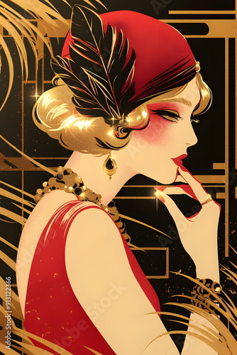 art deco woman with boa