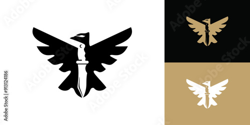 Eagle vector logo with knife emblem, Premium company brand identity