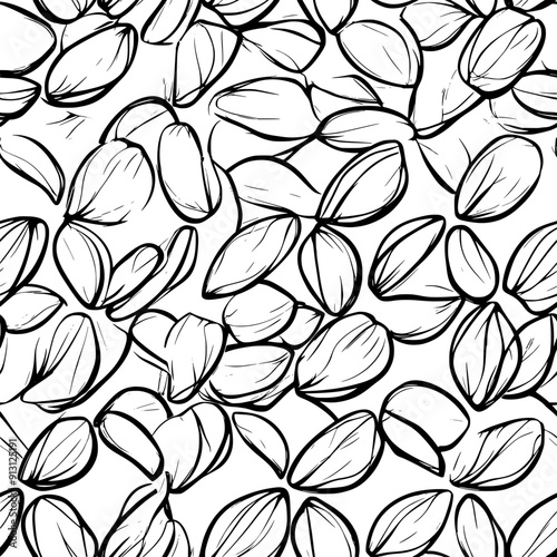 Almonds arranged in a tessellated pattern across the entire sheet, seamless pattern vector