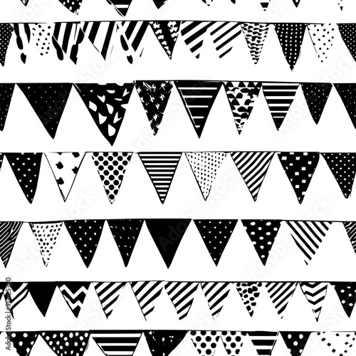 Banners and bunting in a continuous sequence, seamless pattern vector