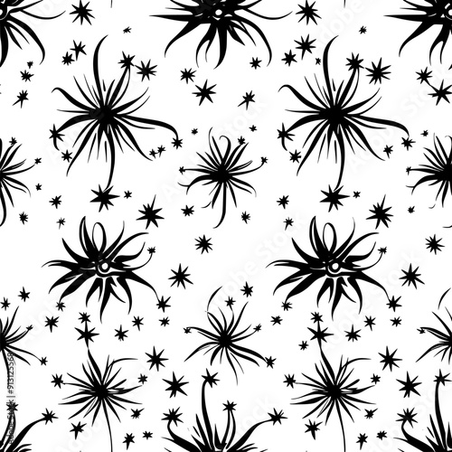 Birthday wishes and stars in an intricate design, seamless pattern vector