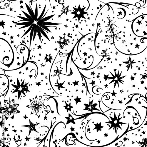 Birthday wishes and stars in an intricate design, seamless pattern vector