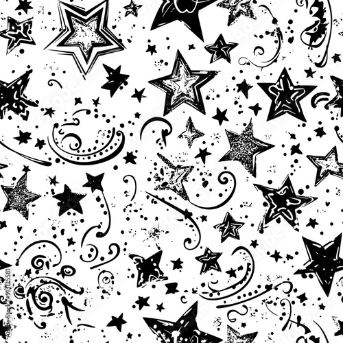 Birthday wishes and stars in an intricate design, seamless pattern vector