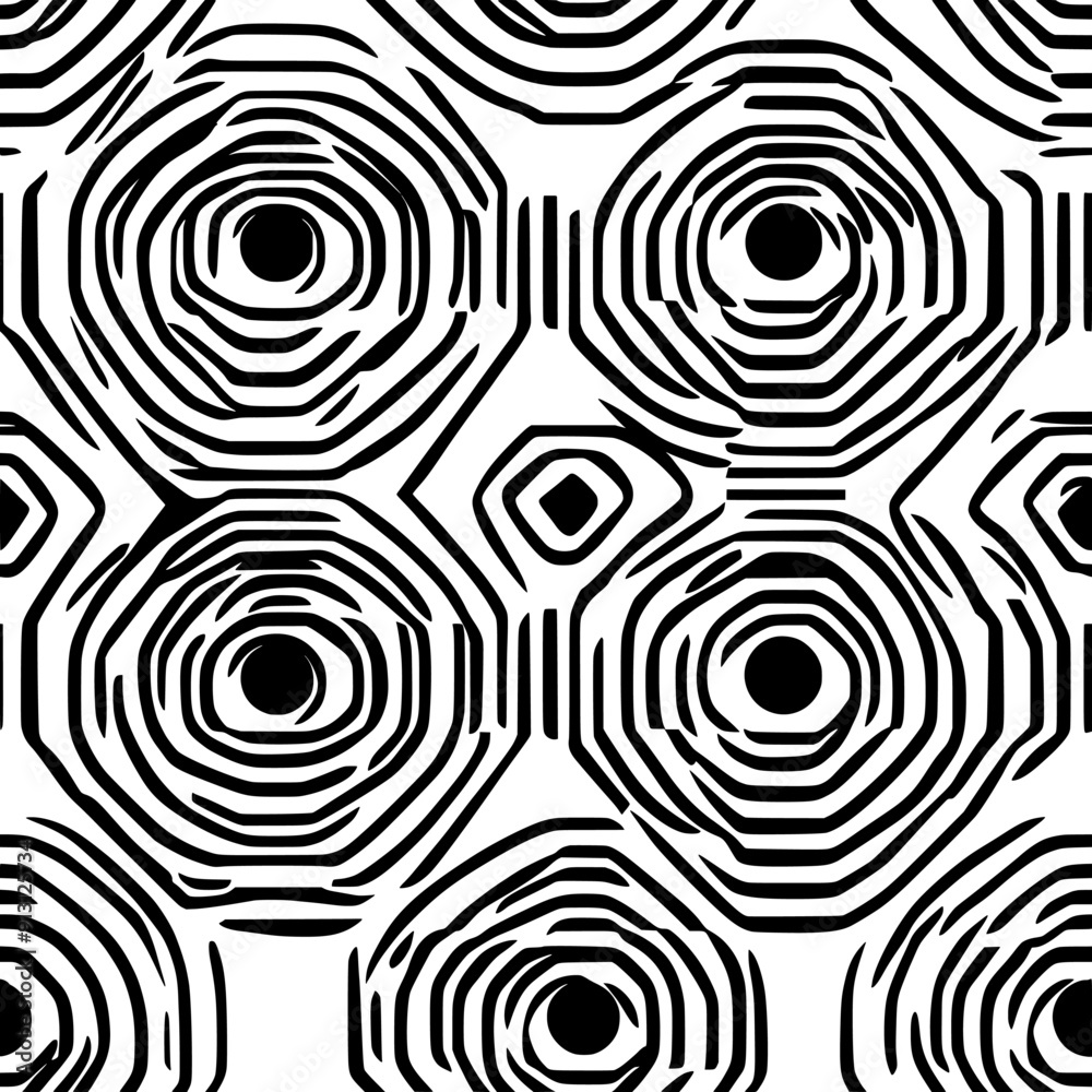 Fototapeta premium Concentric hexagons creating a layered effect, seamless pattern vector