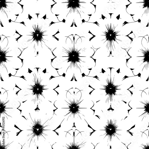 Network of abstract flowers in a continuous, symmetrical design, seamless pattern vector