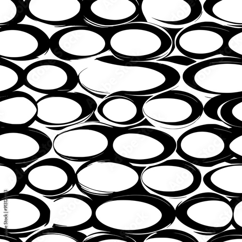 Pattern of overlapping ellipses in a regular sequence, seamless pattern vector