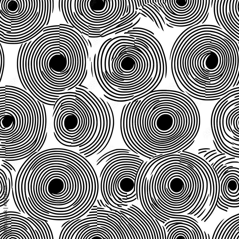 Fototapeta premium Rows of concentric circles with varying distances, seamless pattern vector