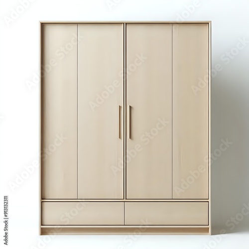 wooden clothes cabinet isolated 