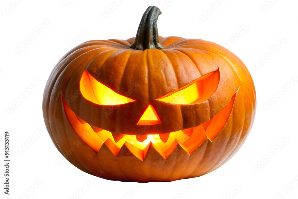 Sinister jack-o-lantern with glowing grin Sinister jack-o-lantern with glowing grin