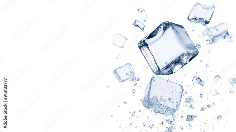 transparent ice cube isolated on a white background transparent ice cube isolated on a white background