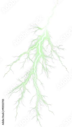 Green lightning bolt isolated on transparent background