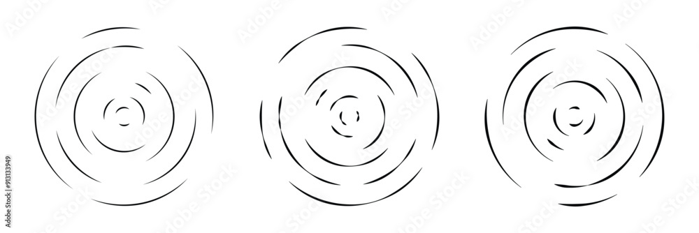 Circular ripple icon set. Concentric circles with broken lines. sunburst, signal signs isolated on white background. Vector illustration. Eps file 66. Circular ripple icon set. Concentric circles with broken lines. sunburst, signal signs isolated on white background. Vector illustration. Eps file 66.