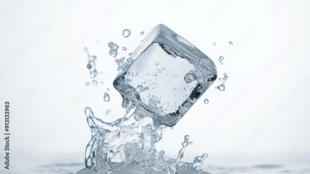 transparent ice cube isolated on a white background transparent ice cube isolated on a white background