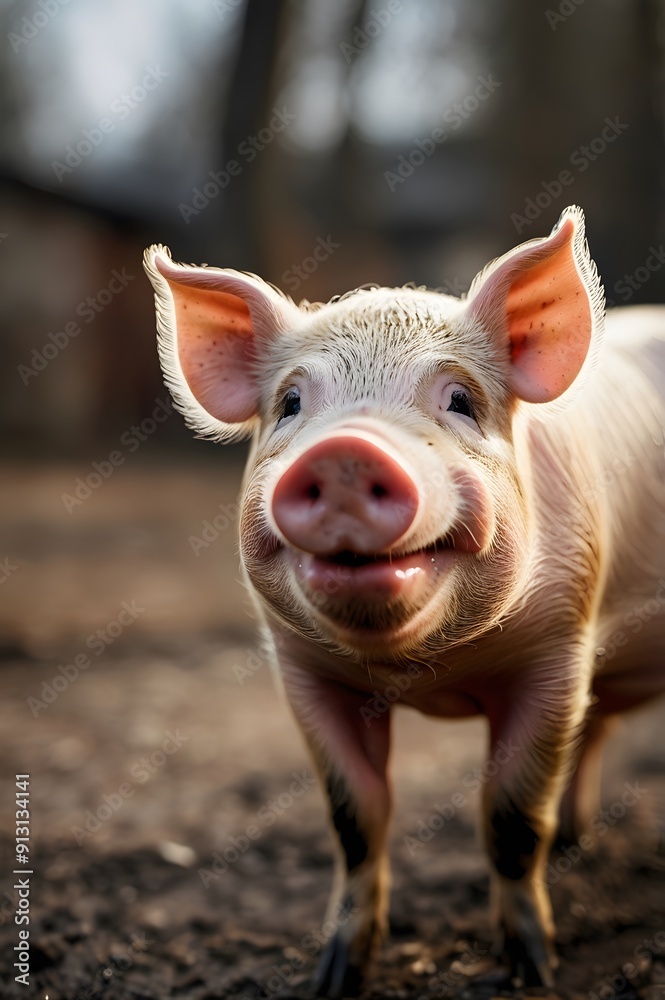 close up photo of happy smiling pig close up photo of happy smiling pig