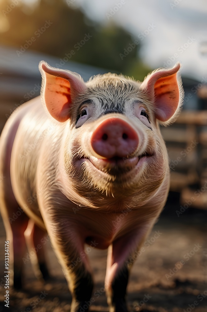 close up photo of happy smiling pig close up photo of happy smiling pig