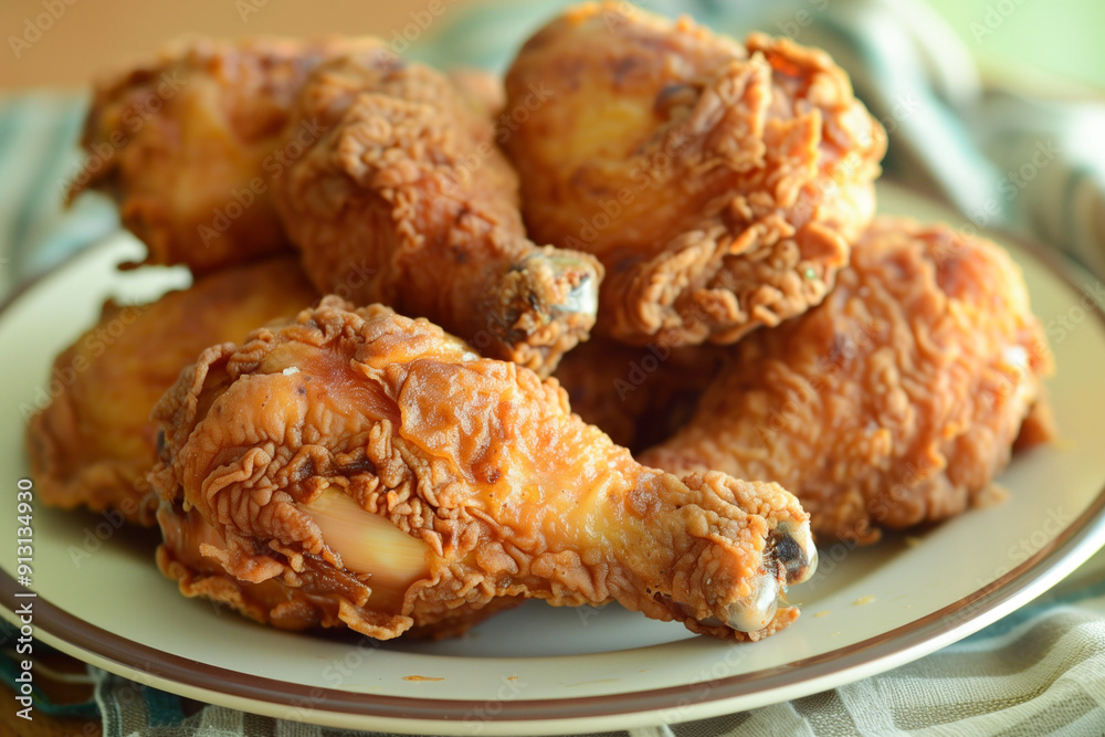 Dipped fried chicken drumsticks on a plate Dipped fried chicken drumsticks on a plate