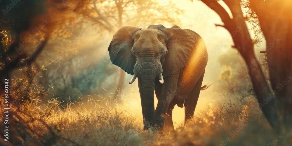Fototapeta premium African bush elephant strolling gracefully